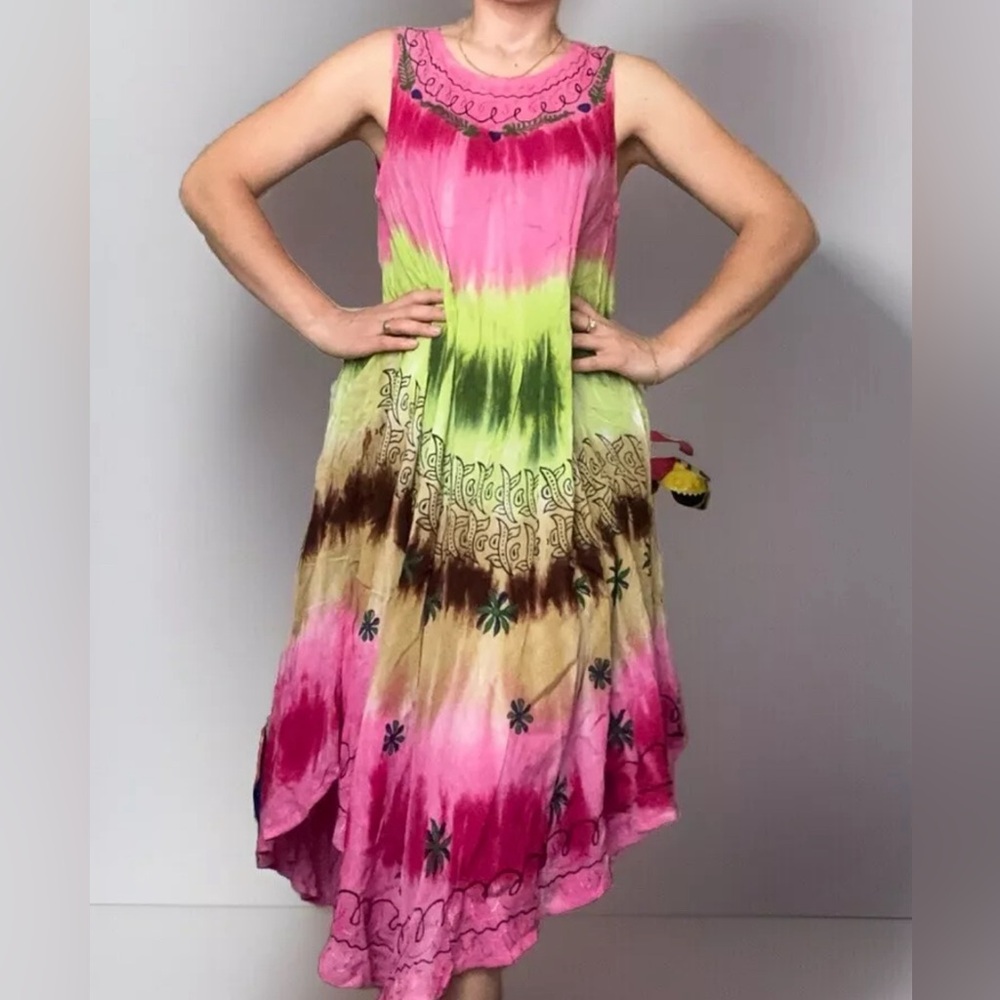 NEW Womens Summer Sun Dress Umbrella Embroidered Gauze Beach Dress Embroidery